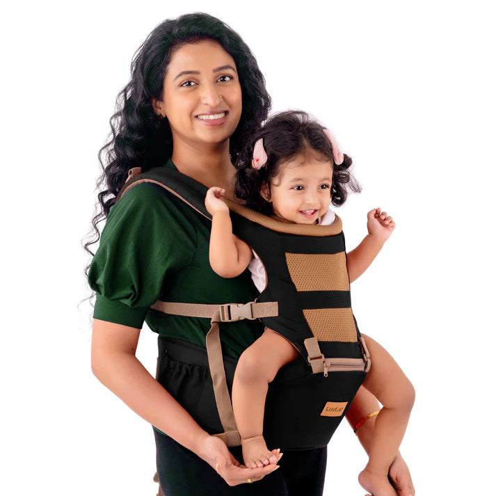 Carry your little one close with comfort and ease using the Luvlap Royal Hip Seat Baby Carrier, providing ergonomic support for longer wearing and hands-free parenting. Available at uSmile.toys." www.usmile.toys